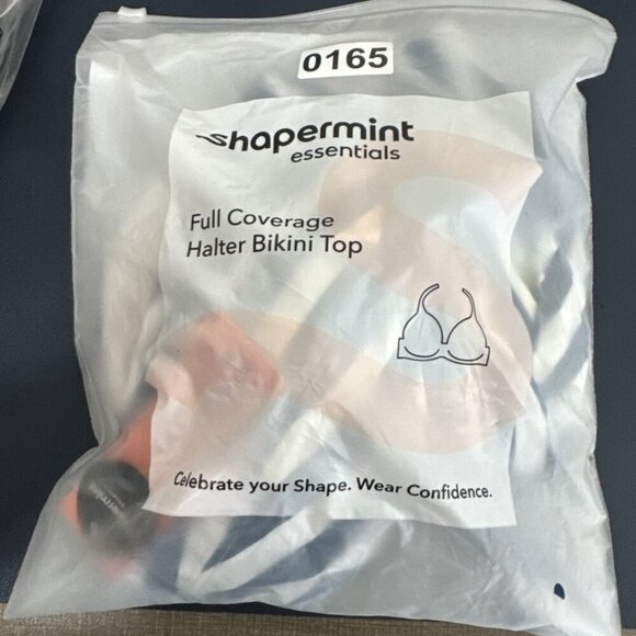 Shapermint Women's Plus 2XL Full Coverage Halter Bikini Swim Top Blue Striped - Picture 10 of 12